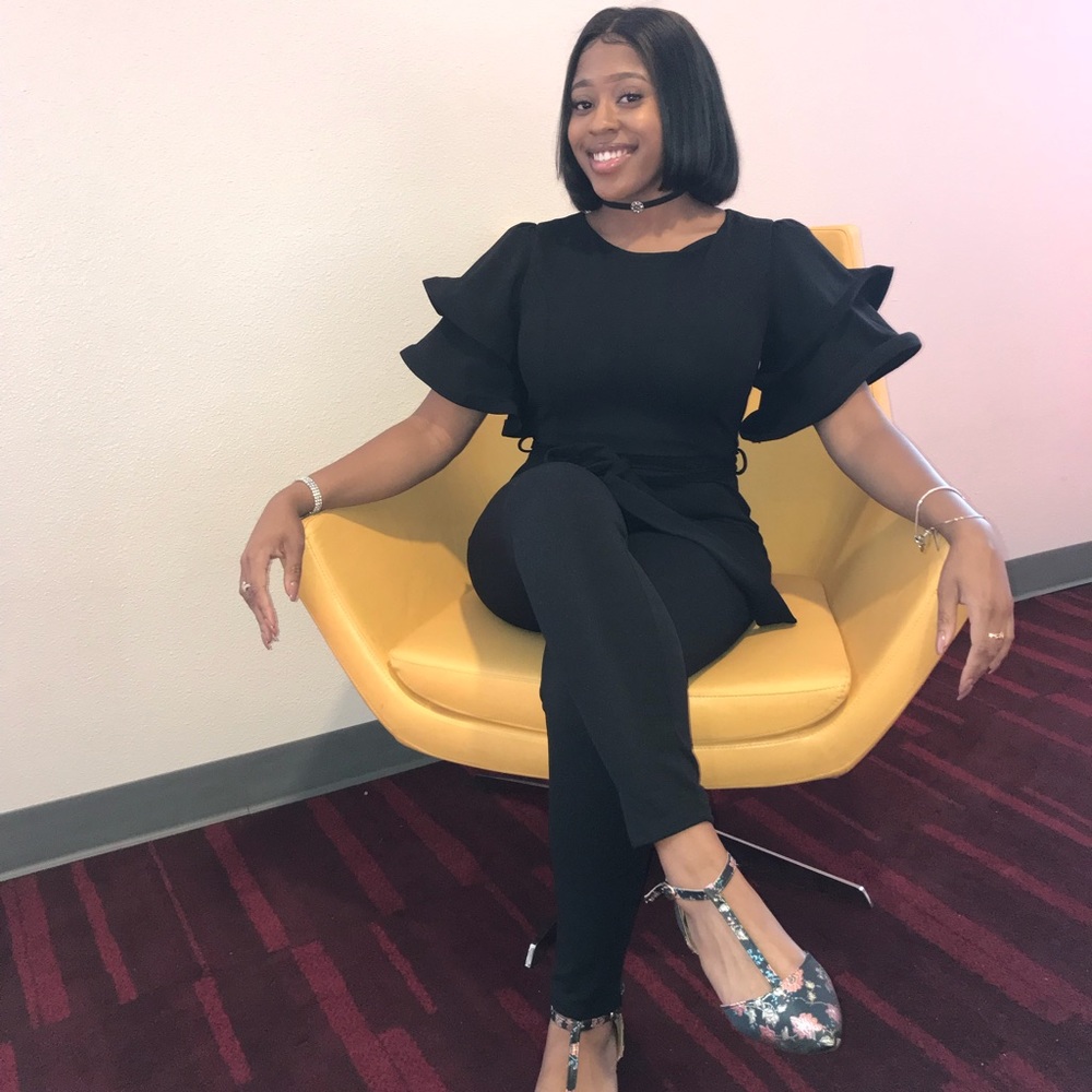 Black ruffled jumpsuit